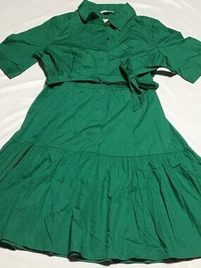 Calvin Klein Women's Short Sleeve Solid Shirtdress- Green- Size 12